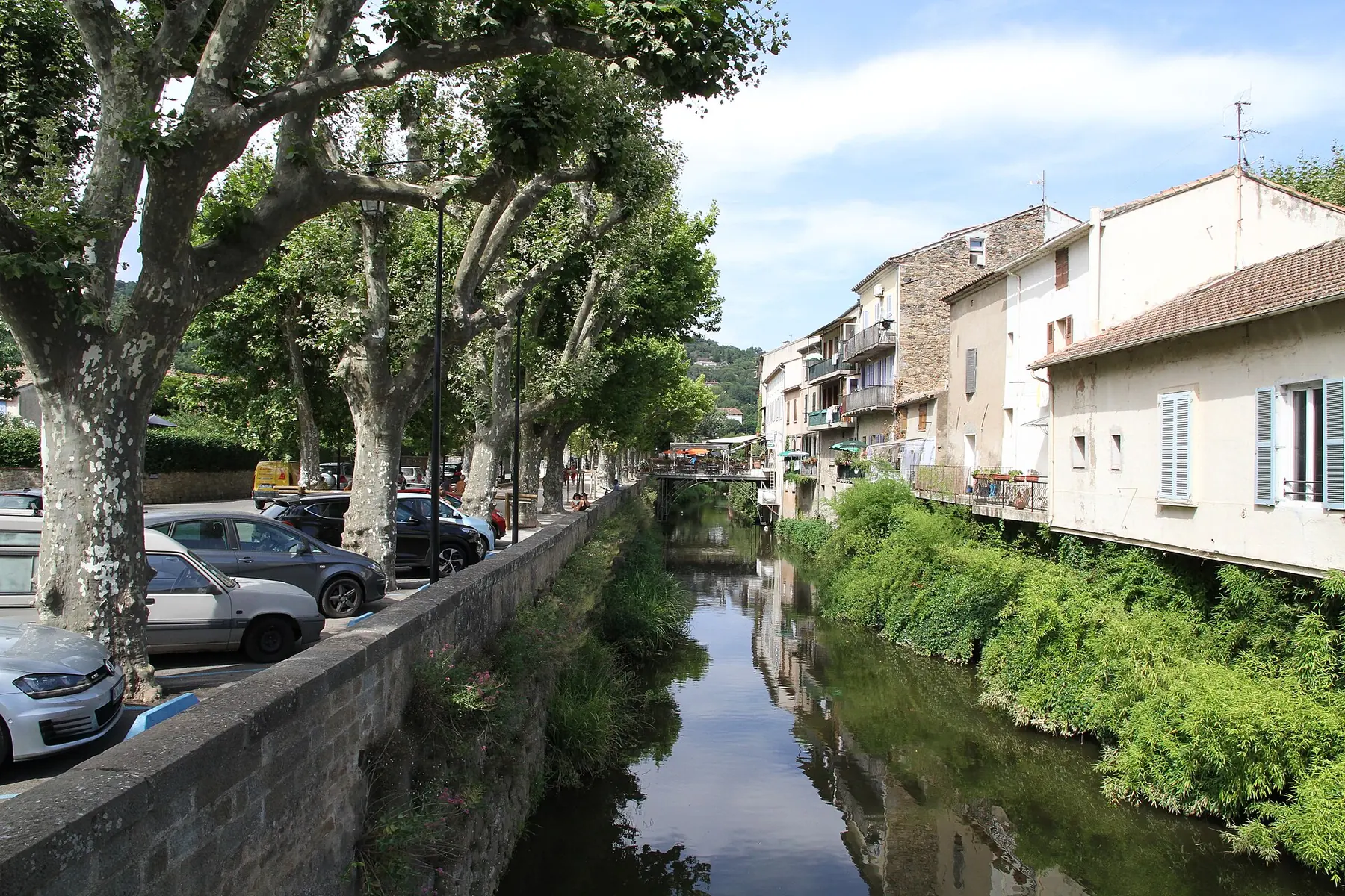 Le village de Collobrières et le Réal Collobrier bordé de platanes